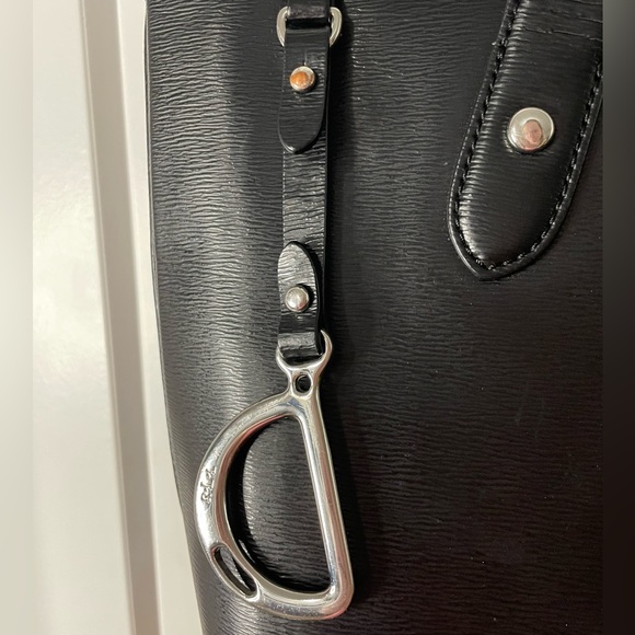 Ralph Lauren Black Tote Shoulder Purse With Charm - Picture 4 of 9